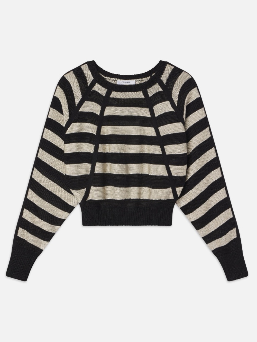 Frame Denim Striped Raglan Sweater in Black Multi Size Medium